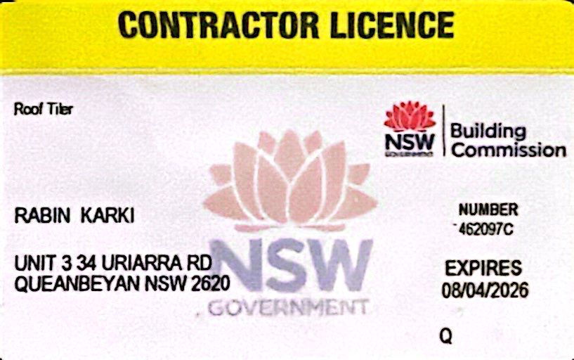 NSW Contractor Licence Certificate